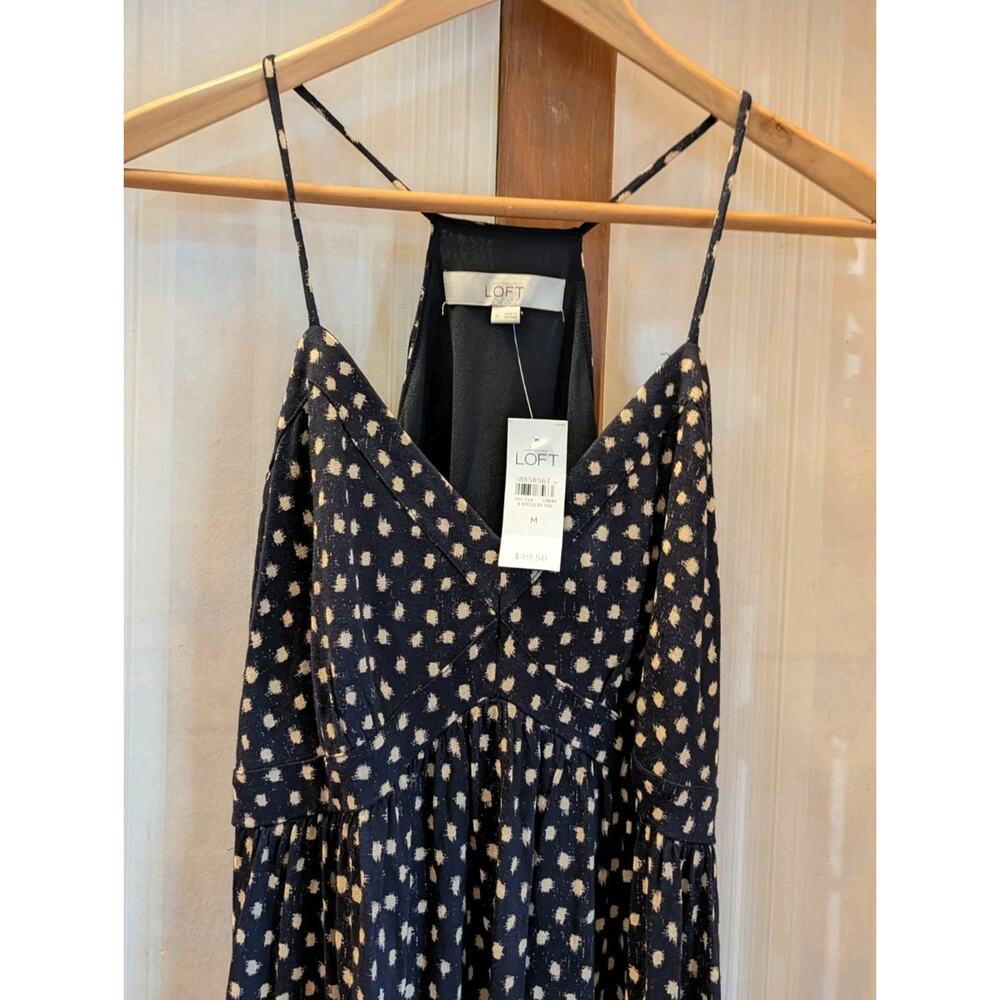 NWT LOFT Summer Black Beige Dress Women's Medium $50 - Picture 4 of 10